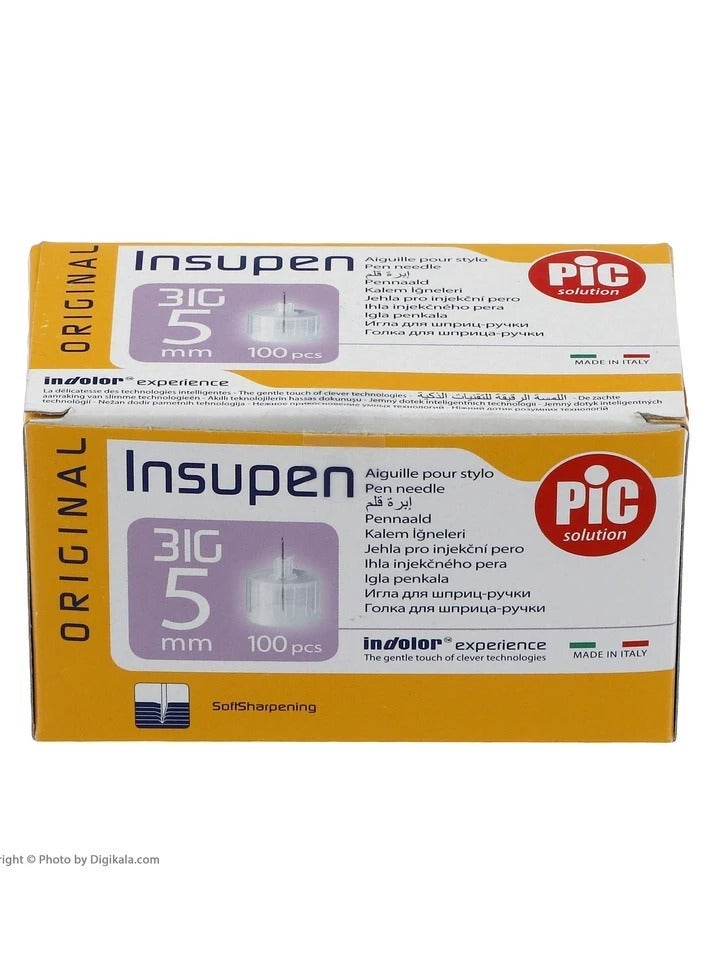 بي آي سي علبة رؤوس أقلام الأنسولين إنسوبن 100 قطعة: استعراض شامل للمواصفات التقنية الإيطالية ومميزات مقاس 31G - 5mm المخصص للحقن السلس. - Image 1